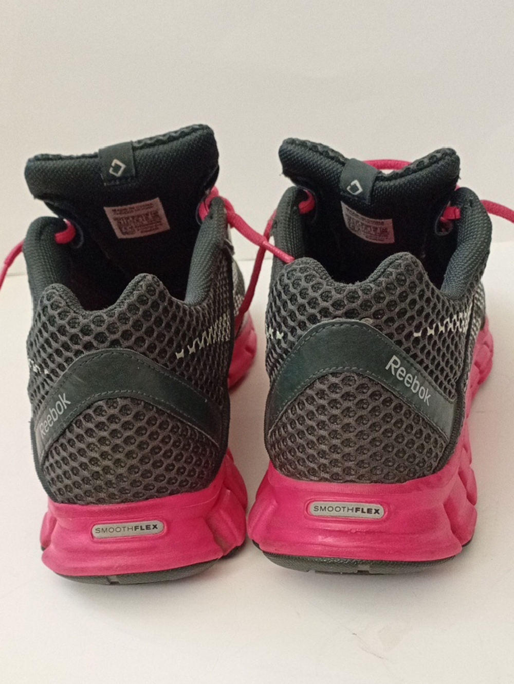 Reebok Smoothflex Women's Dark Grey and Pink Lace Up Mesh Sneakers Size 10 - Picture 14 of 15